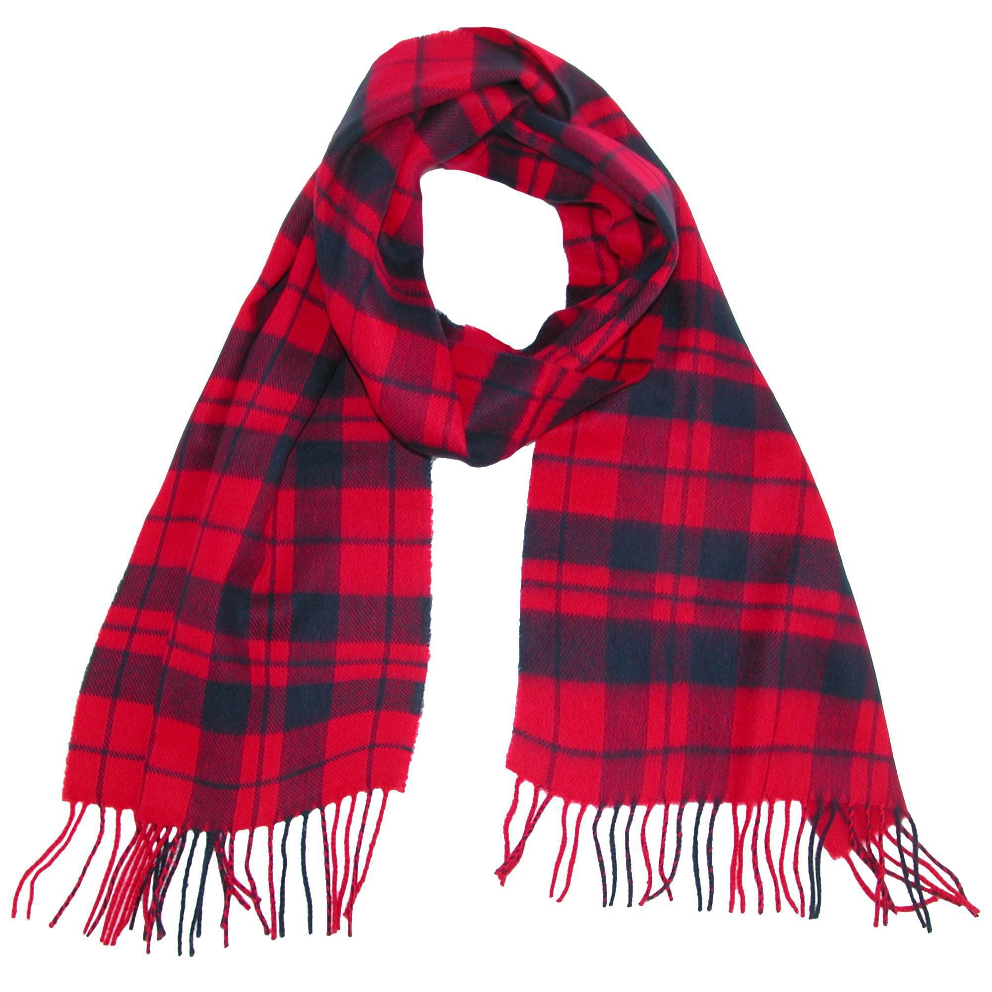 David & Young Soft Plaid Winter Scarf - Red and Navy
