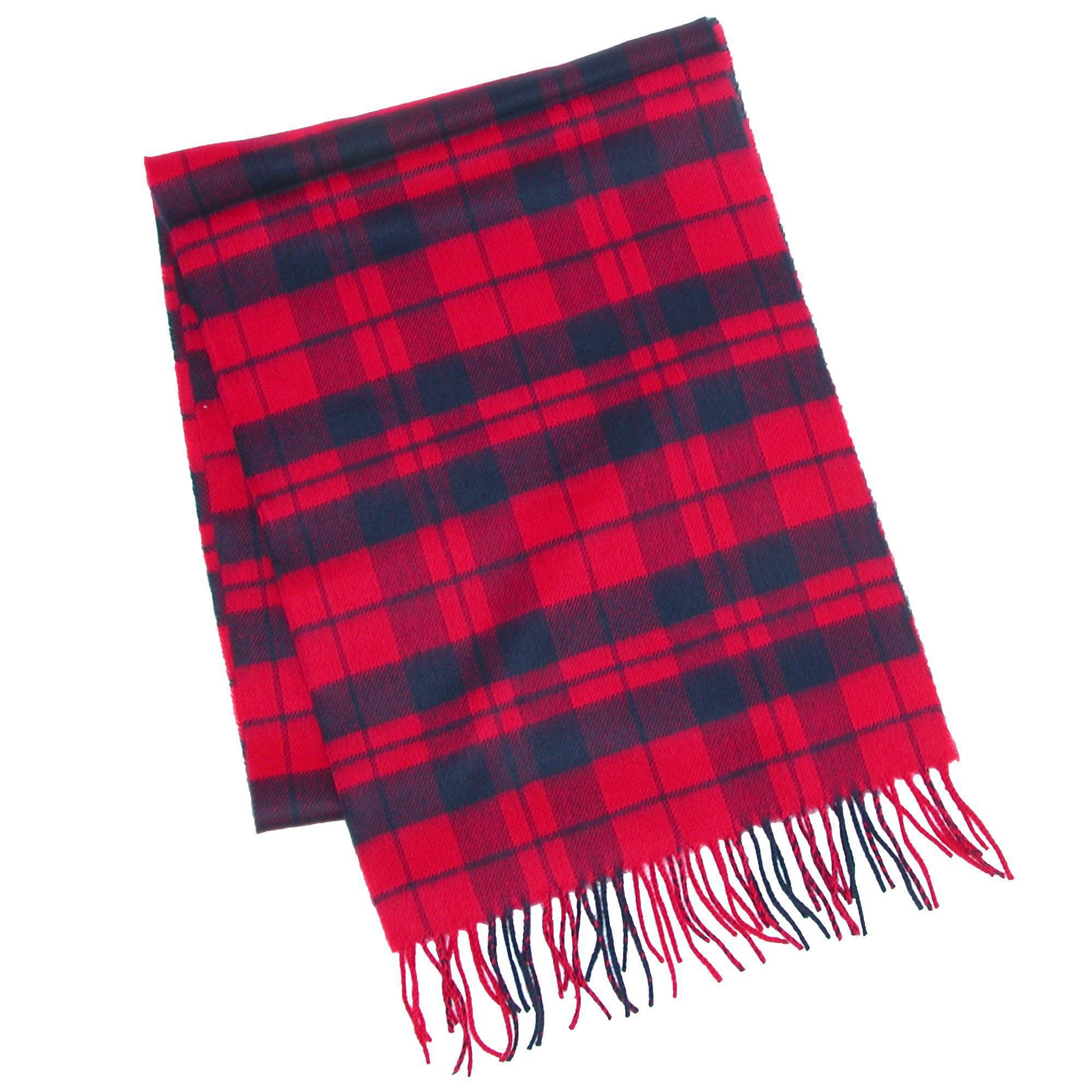 David & Young Soft Plaid Winter Scarf - Red and Navy