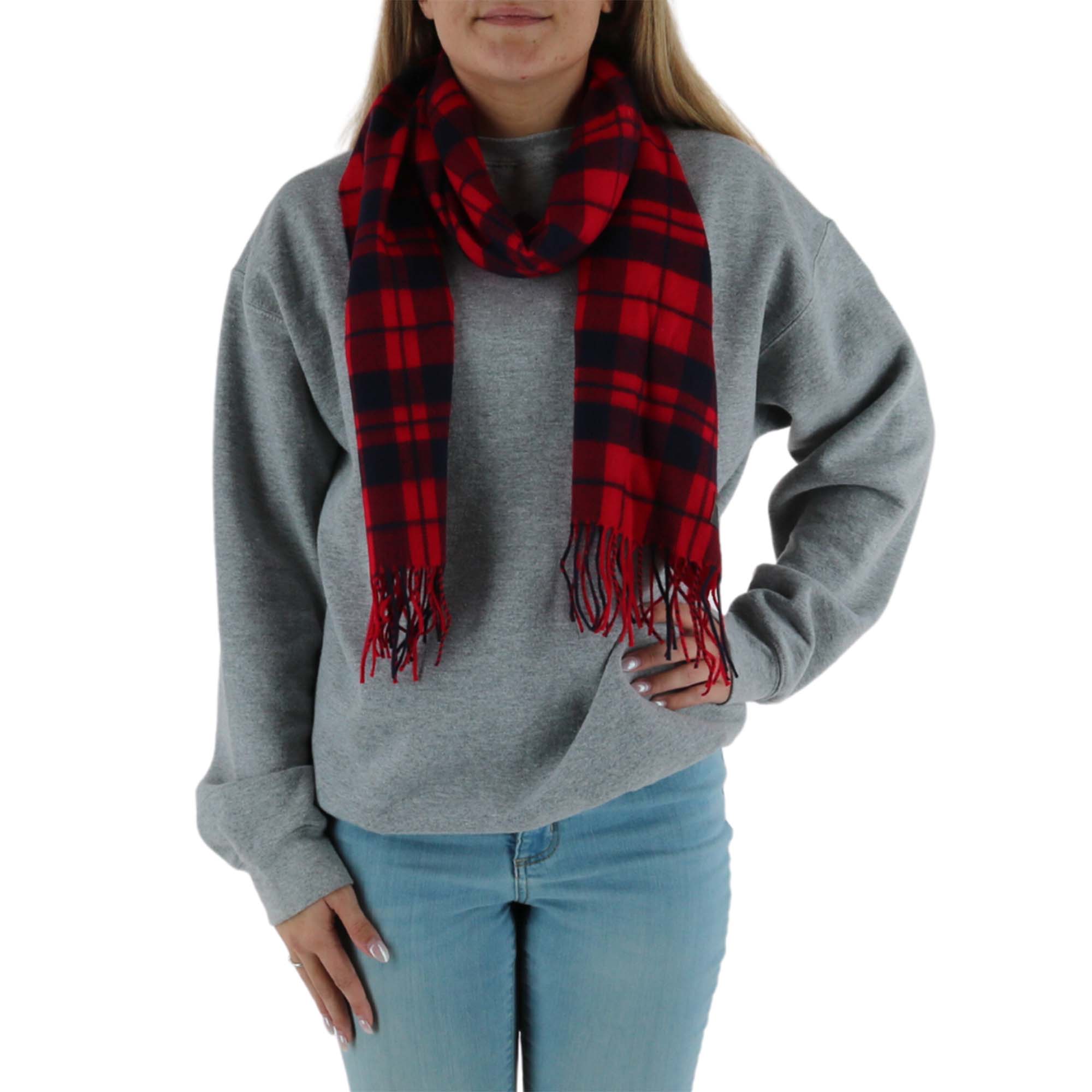 David & Young Soft Plaid Winter Scarf - Red and Navy