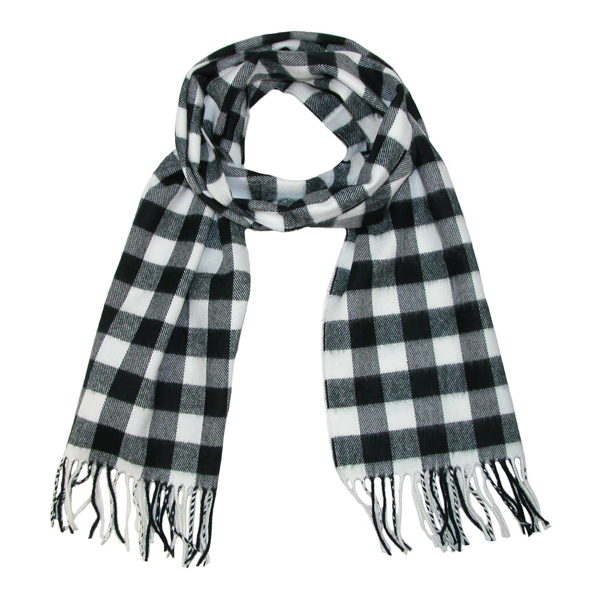 David & Young Softer Than Cashmere Buffalo Plaid Winter Scarf - Black