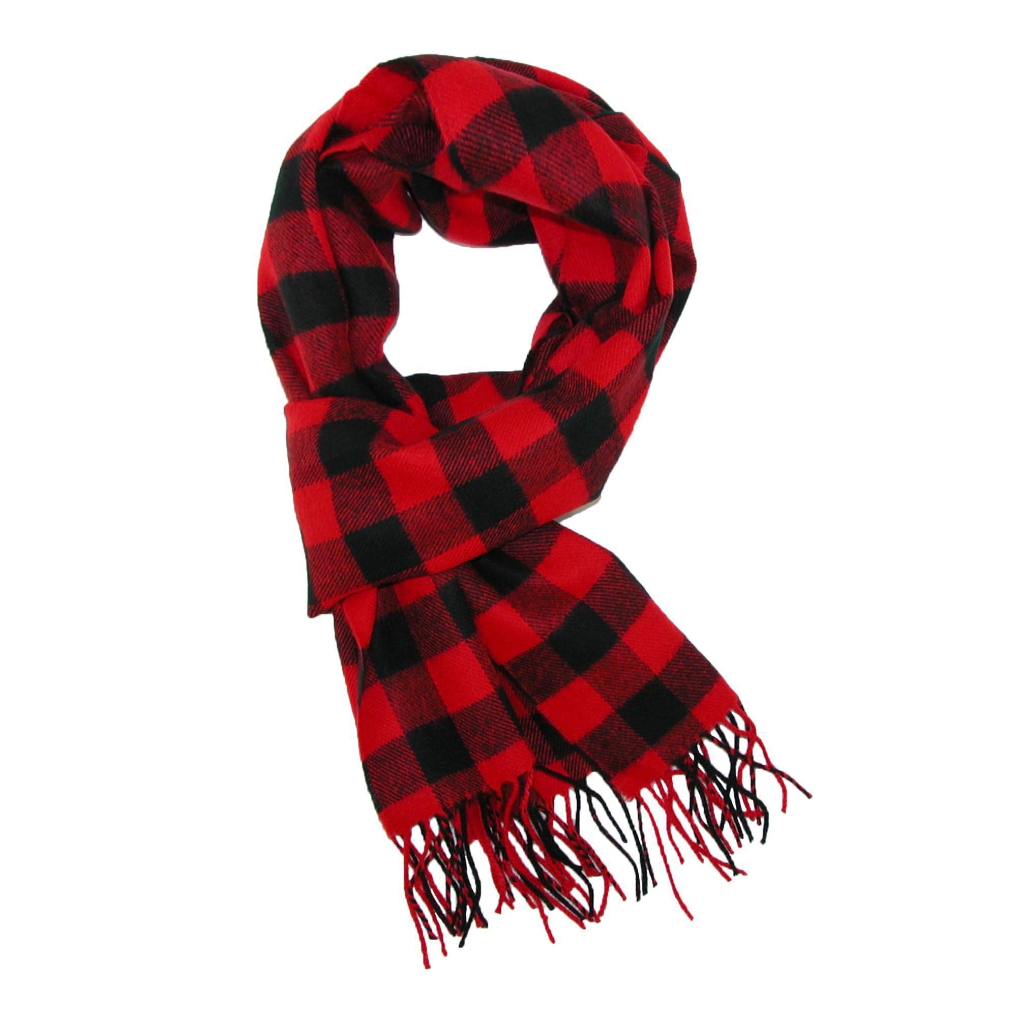 David & Young Softer Than Cashmere Buffalo Plaid Winter Scarf - Red