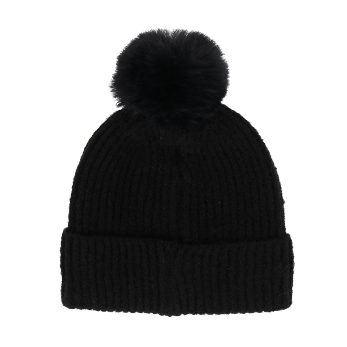 David & Young Women's Mama Knit Winter Beanie with Matching Pom - Black