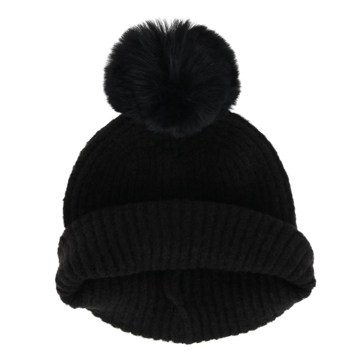 David & Young Women's Mama Knit Winter Beanie with Matching Pom - Black