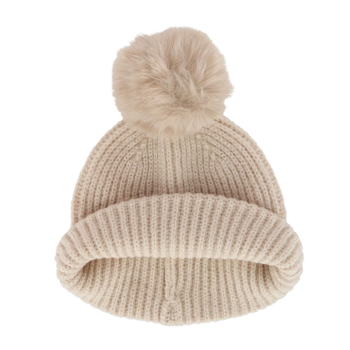 David & Young Women's Mama Knit Winter Beanie with Matching Pom - Oatmeal