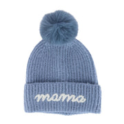 Women's Mama Knit Winter Beanie with Matching Pom