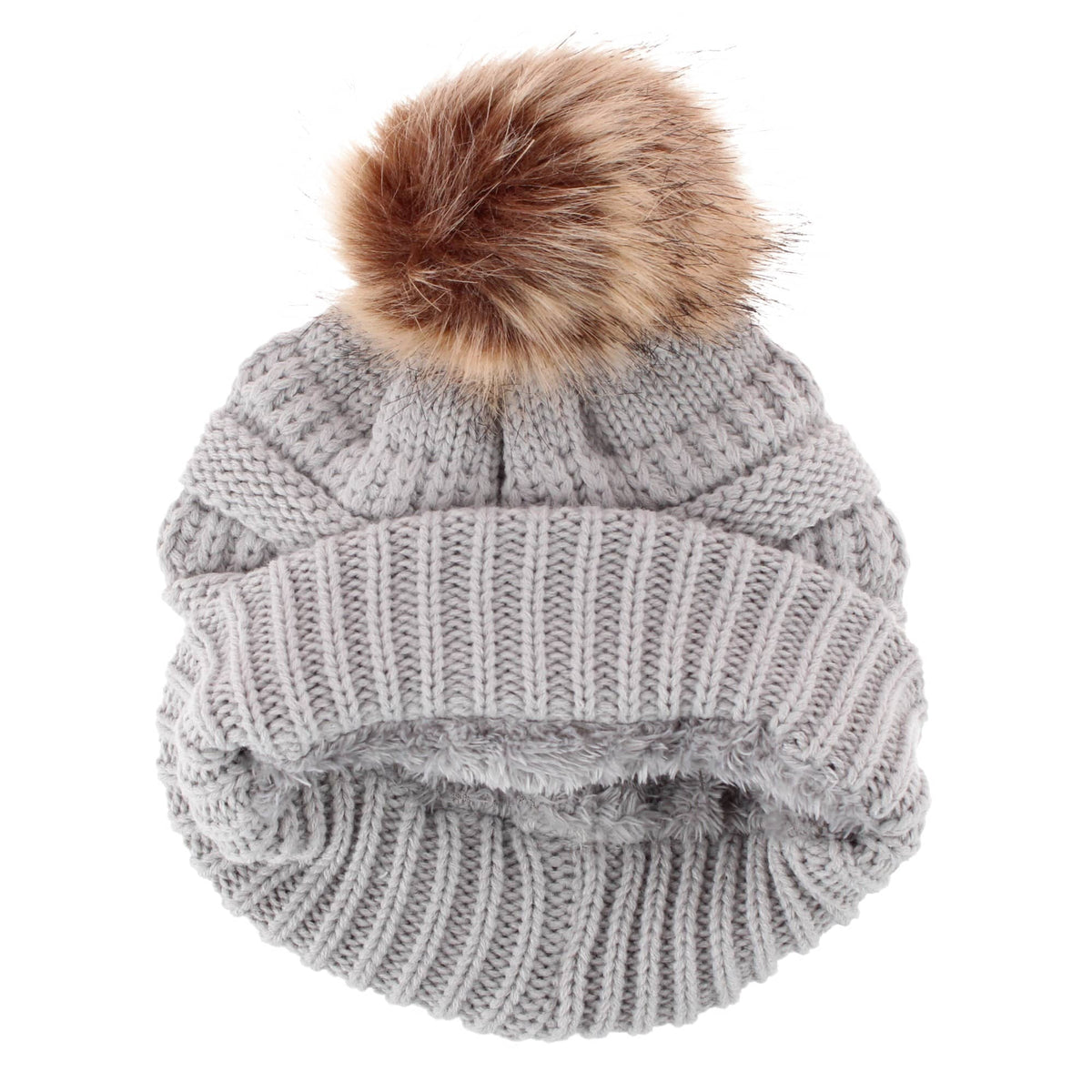 David & Young Women's Dog Mom Rib Knit Winter Beanie Pom Hat - Gray