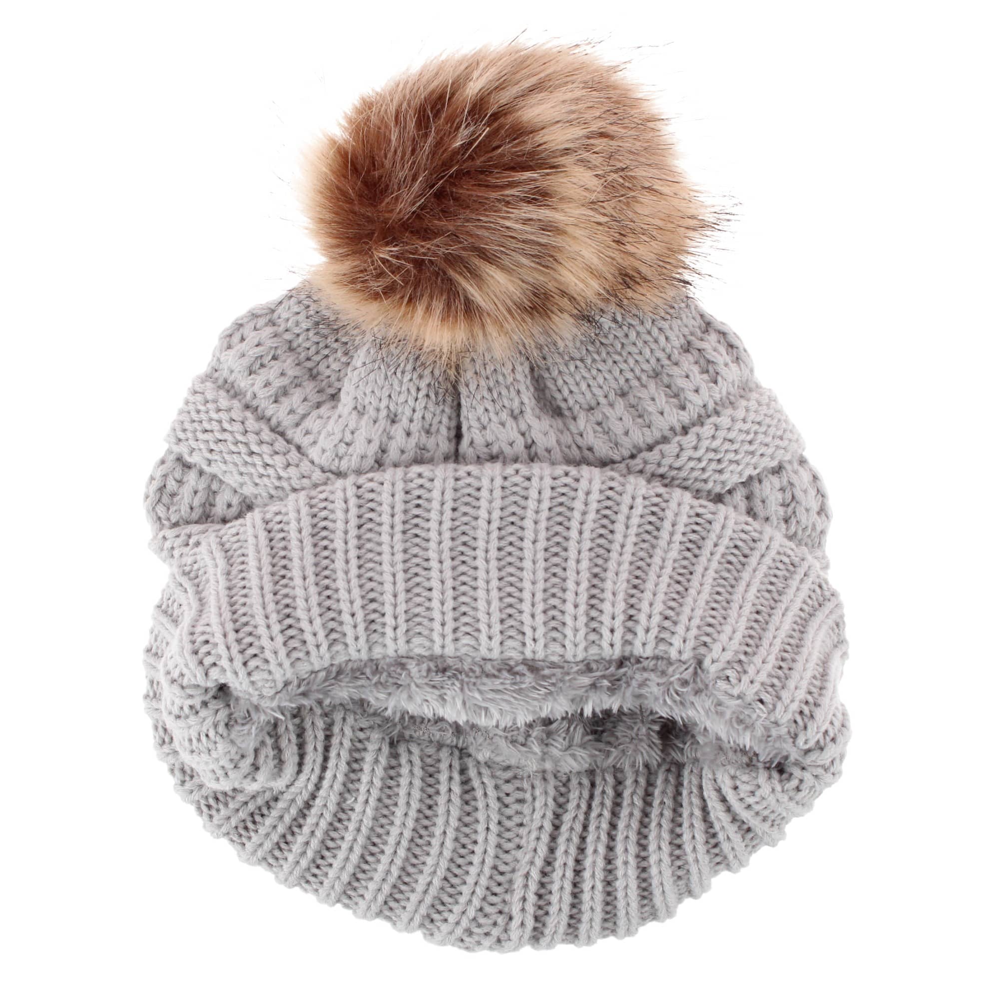 David & Young Women's Dog Mom Rib Knit Winter Beanie Pom Hat - Gray