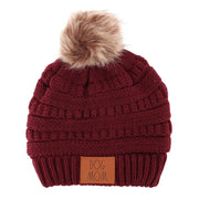 Women's Dog Mom Rib Knit Winter Beanie Pom Hat