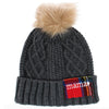 Women's Plaid Mama Patch Winter Beanie Knit Hat with Pom