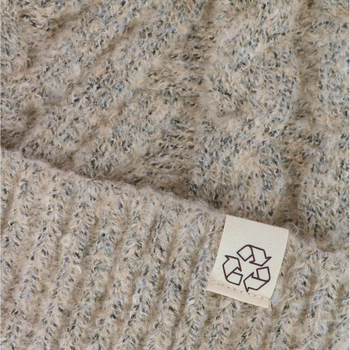David & Young Women's Chevron Knit Winter Beanie with Matching Yarn Pom - Beige