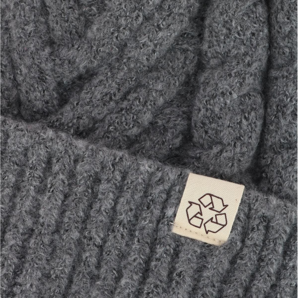 David & Young Women's Chevron Knit Winter Beanie with Matching Yarn Pom - Charcoal Gray