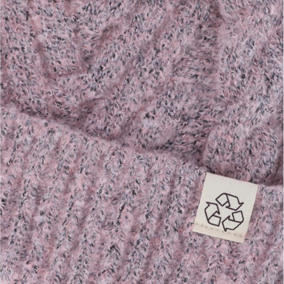 David & Young Women's Chevron Knit Winter Beanie with Matching Yarn Pom - Pink