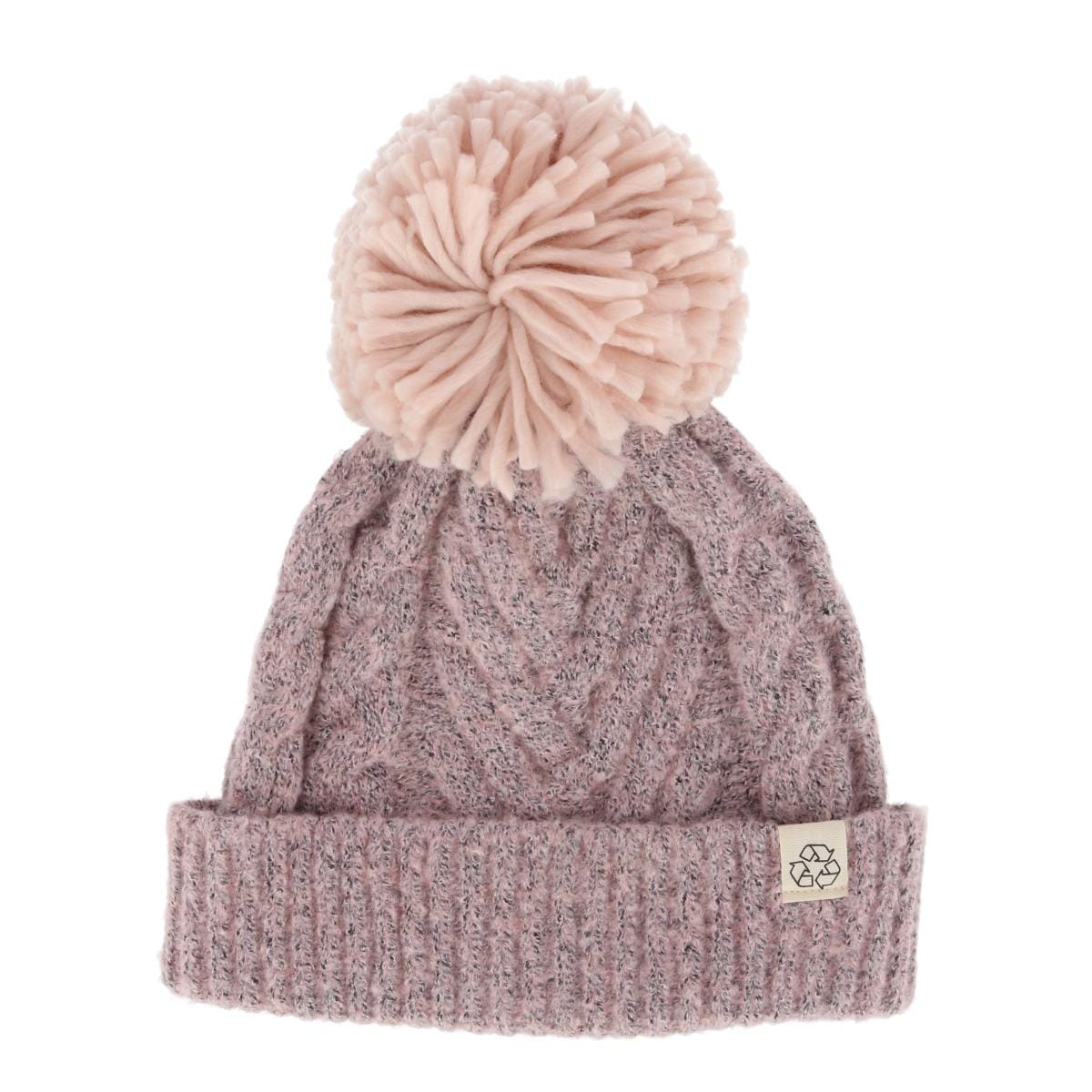 David & Young Women's Chevron Knit Winter Beanie with Matching Yarn Pom - Women's Chevron Knit Winter Beanie with Matching Yarn Pom