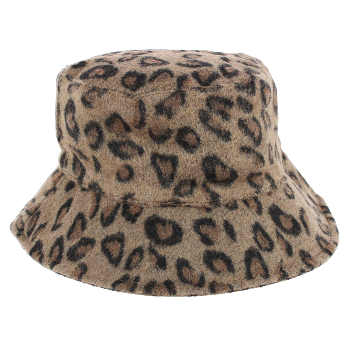 David & Young Women's Fur Leopard Print Bucket Hat