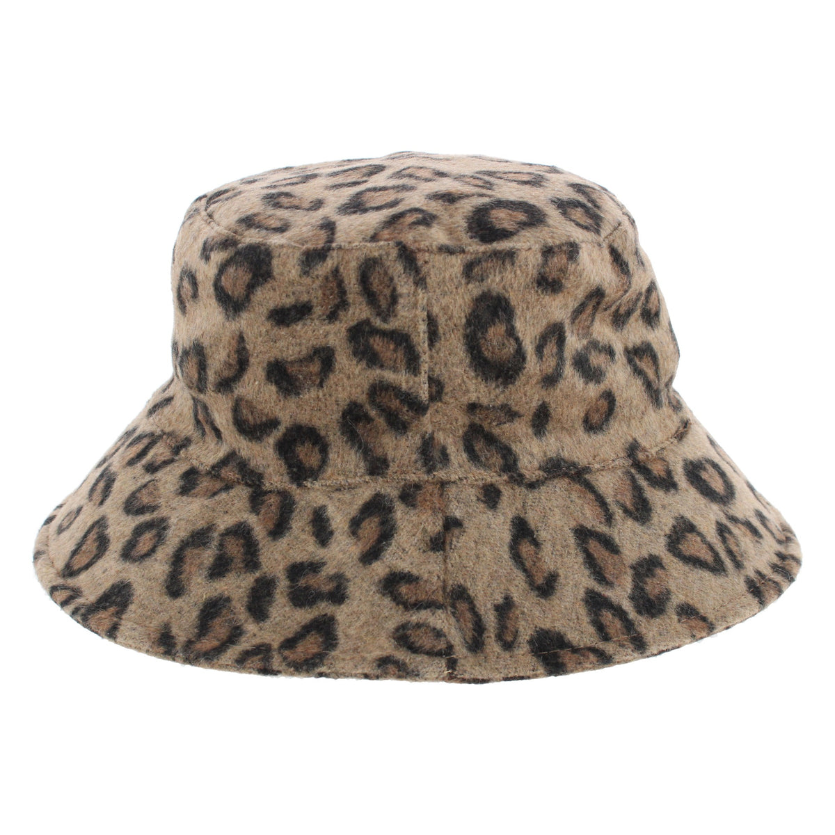 David & Young Women's Fur Leopard Print Bucket Hat - Brown
