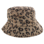 Women's Fur Leopard Print Bucket Hat