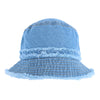 Women's Distressed Denim Bucket Hat with Frayed Edges