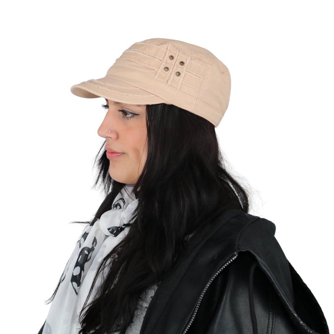 CTM® Women's Distressed Cadet Hat - Beige