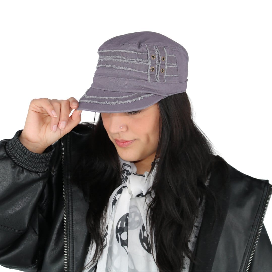 CTM® Women's Distressed Cadet Hat - Dark Grey