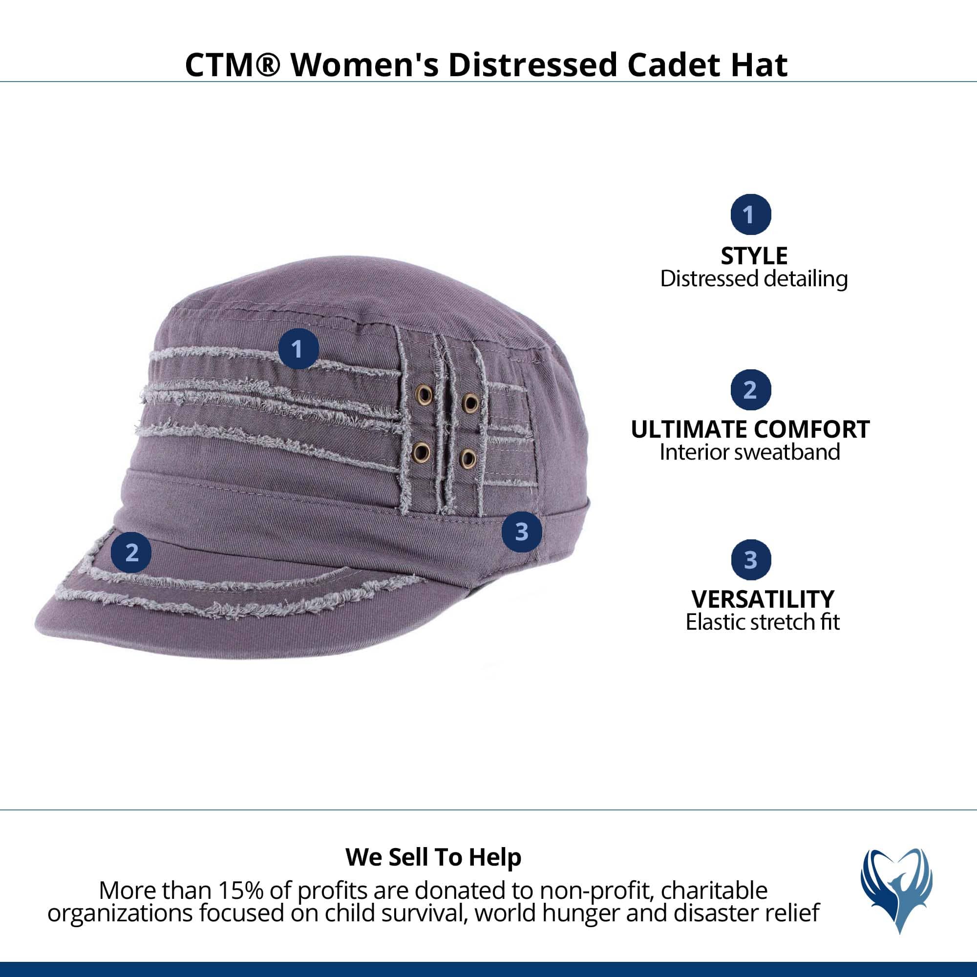CTM® Women's Distressed Cadet Hat - Dark Grey