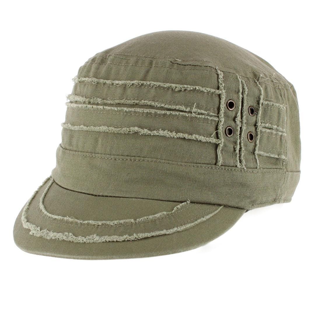CTM® Women's Distressed Cadet Hat - Olive