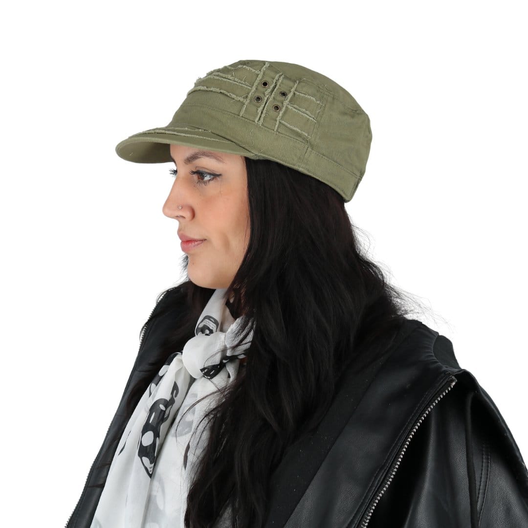 CTM® Women's Distressed Cadet Hat - Olive