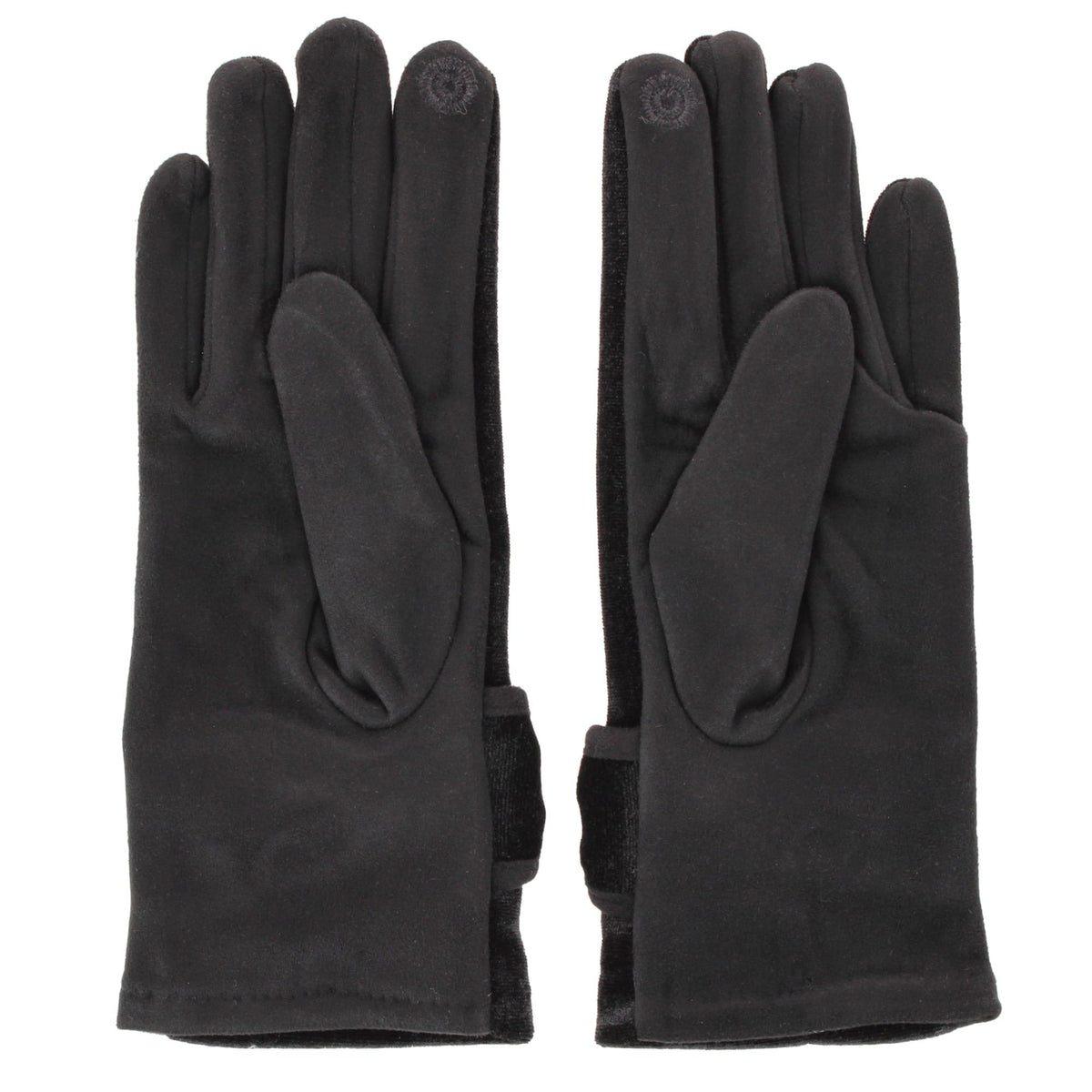 David & Young Women's Tech-Touch Velvet Feel Winter Gloves with Bow Detail - Black