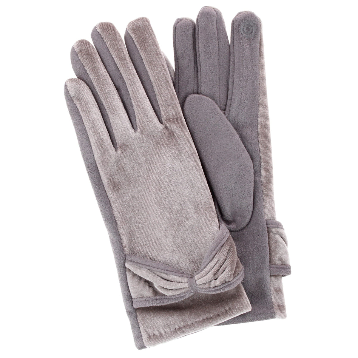 David & Young Women's Tech-Touch Velvet Feel Winter Gloves with Bow Detail