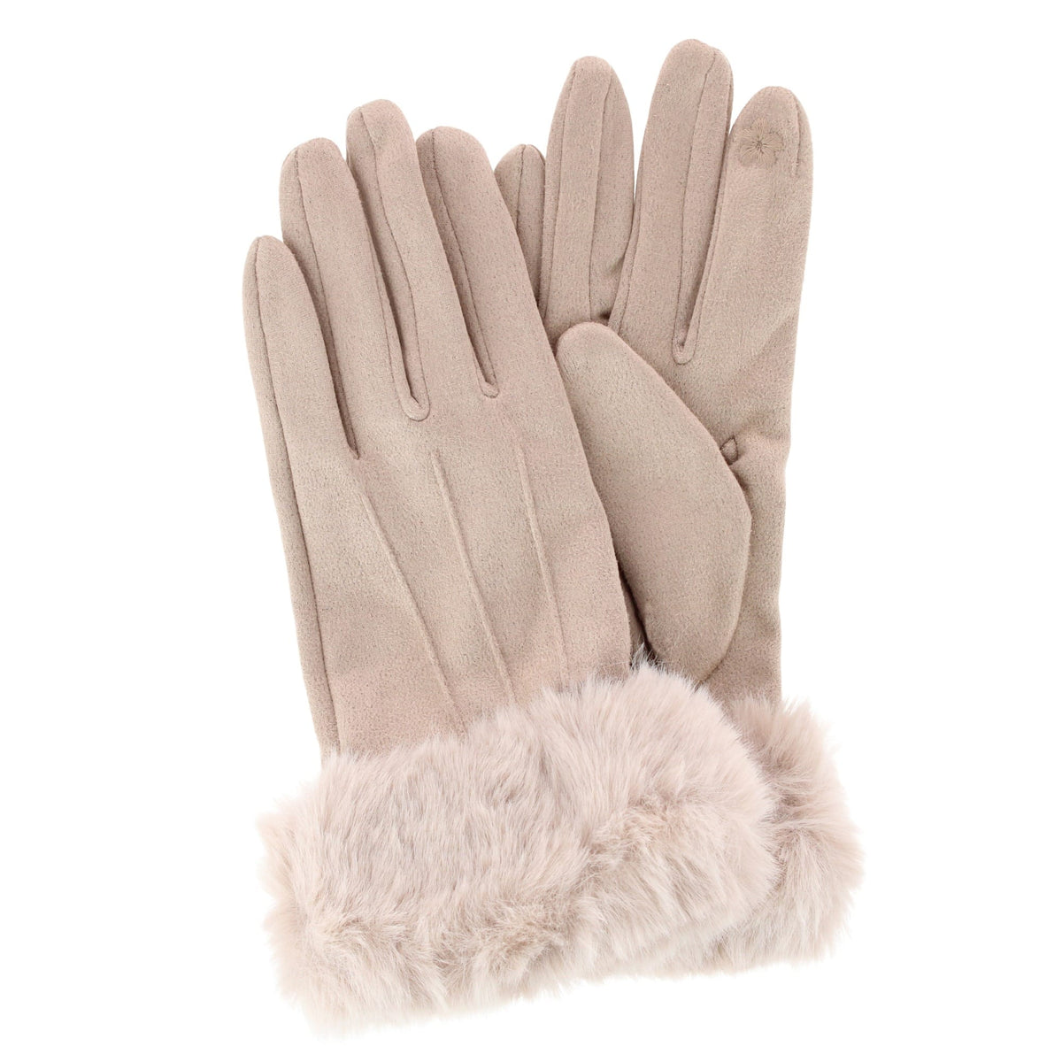 David & Young Women's Tech Touch Suede Winter Gloves with Faux Fur Cuff - Women's Tech Touch Suede Winter Gloves with Faux Fur Cuff
