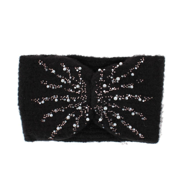Women's Cinched Knit Winter Headwrap with Stone Detail