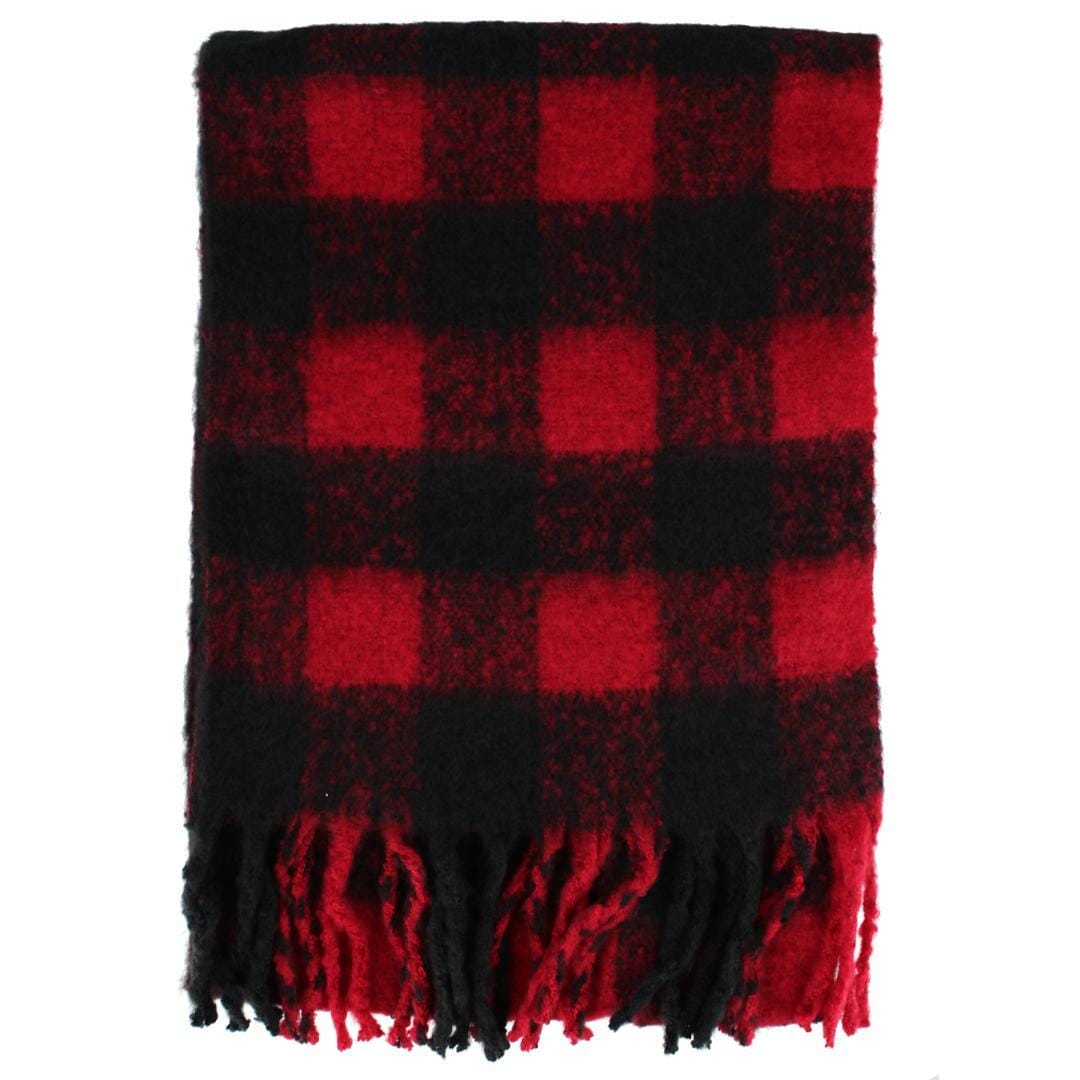 David & Young Women's Thick Buffalo Plaid Winter Scarf - Black/Red