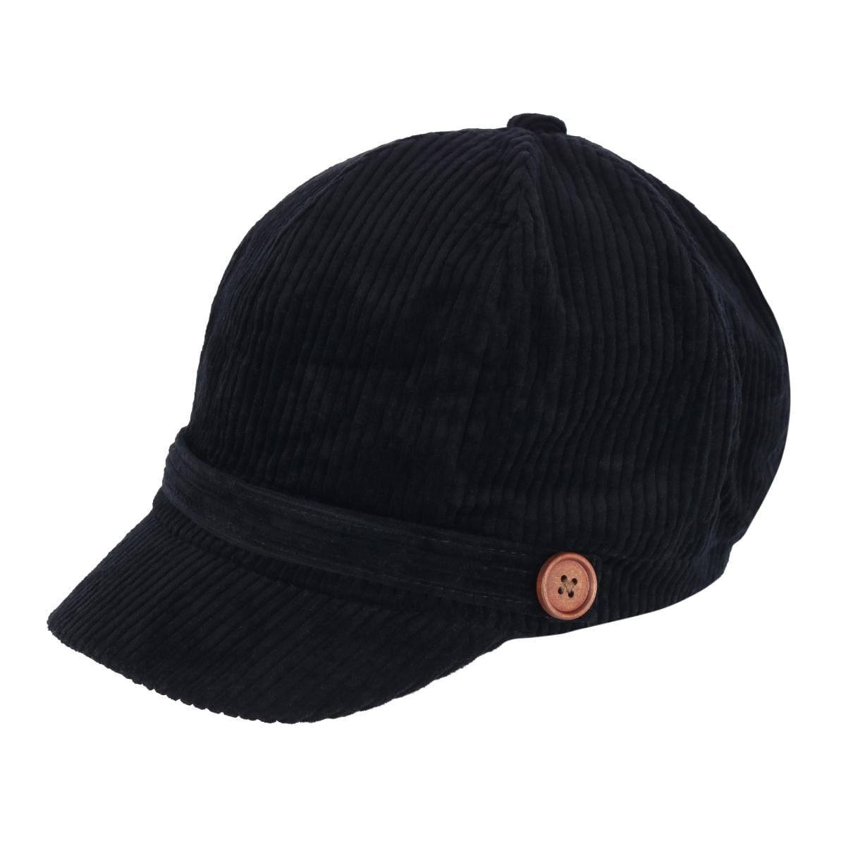 David & Young Women's Corduroy Cabbie Hat with Buttons - Black