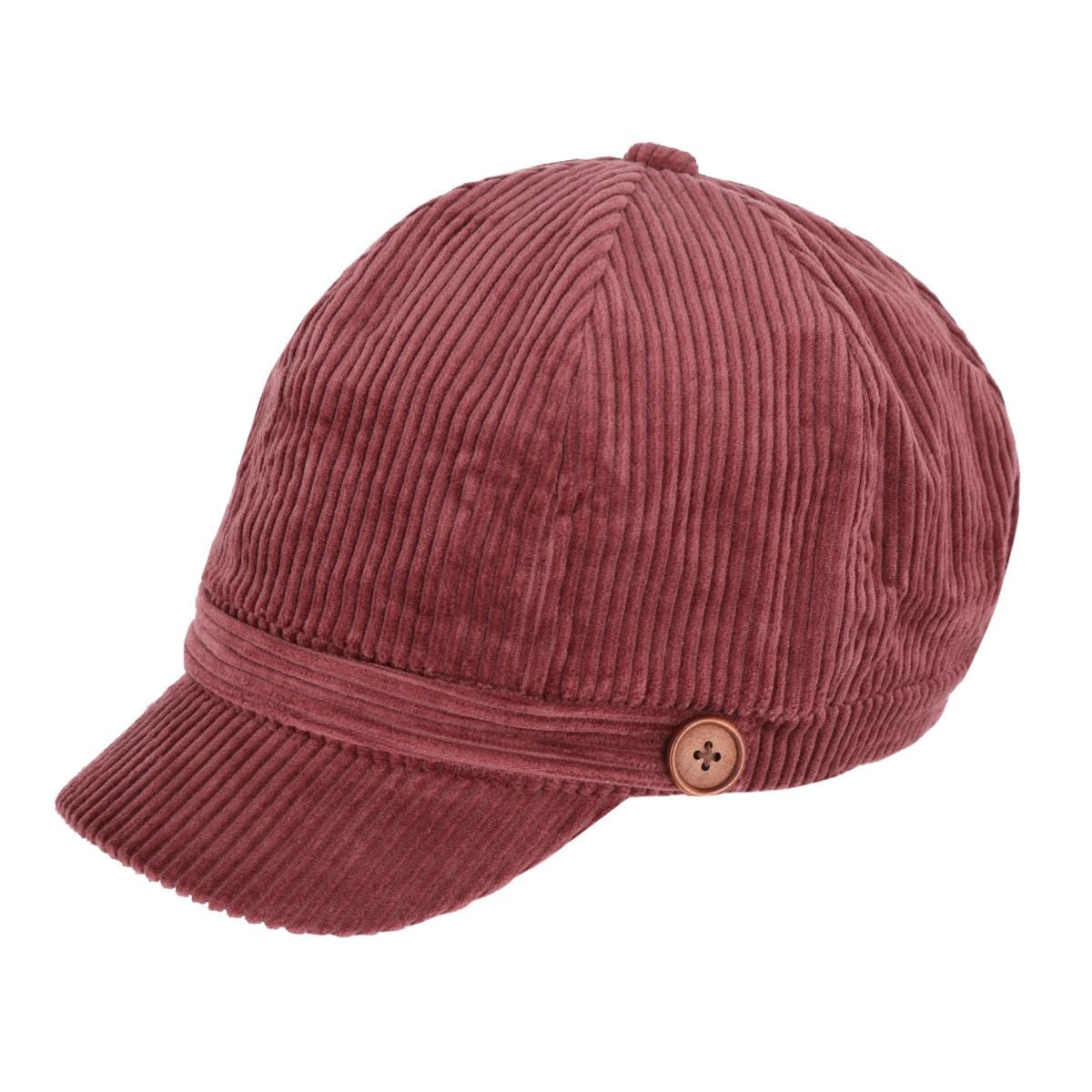 David & Young Women's Corduroy Cabbie Hat with Buttons - Burgundy