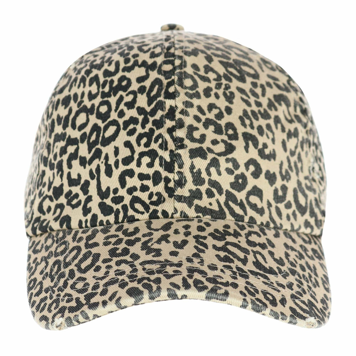David & Young Women's Distressed Leopard Print Baseball Hat - Leopard