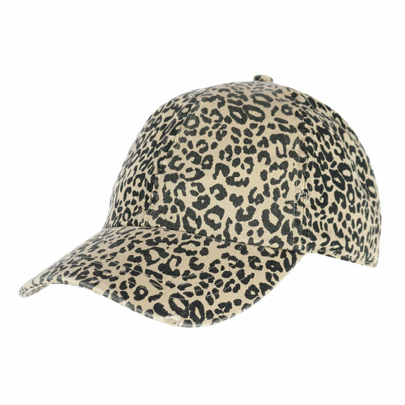 Women's Distressed Leopard Print Baseball Hat