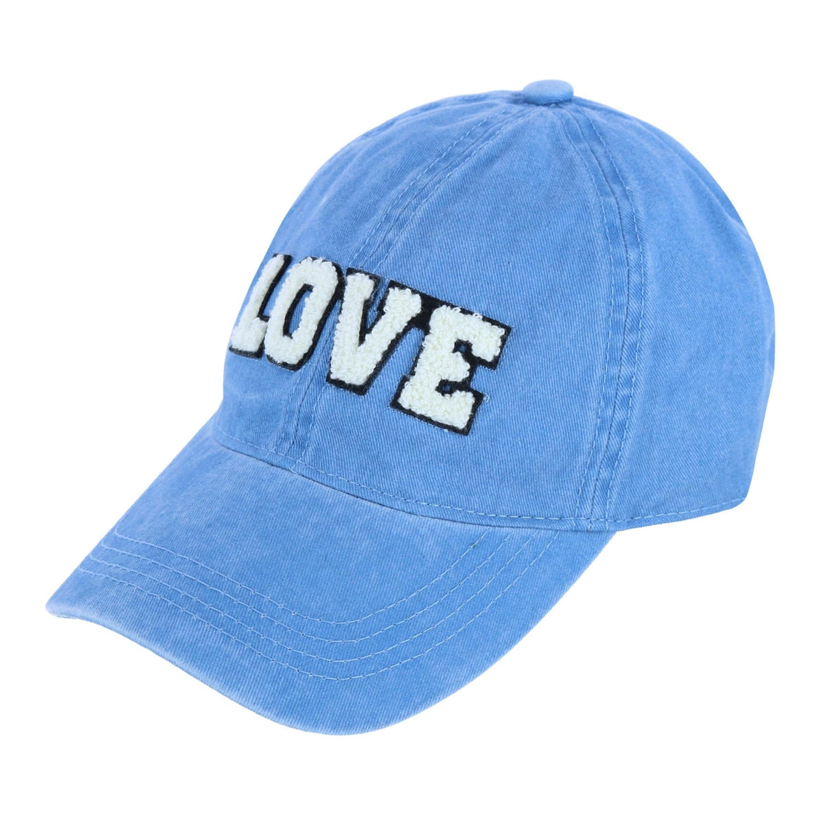 David & Young Women's Chenille Love Lettered Baseball Cap Hat - Denim Blue