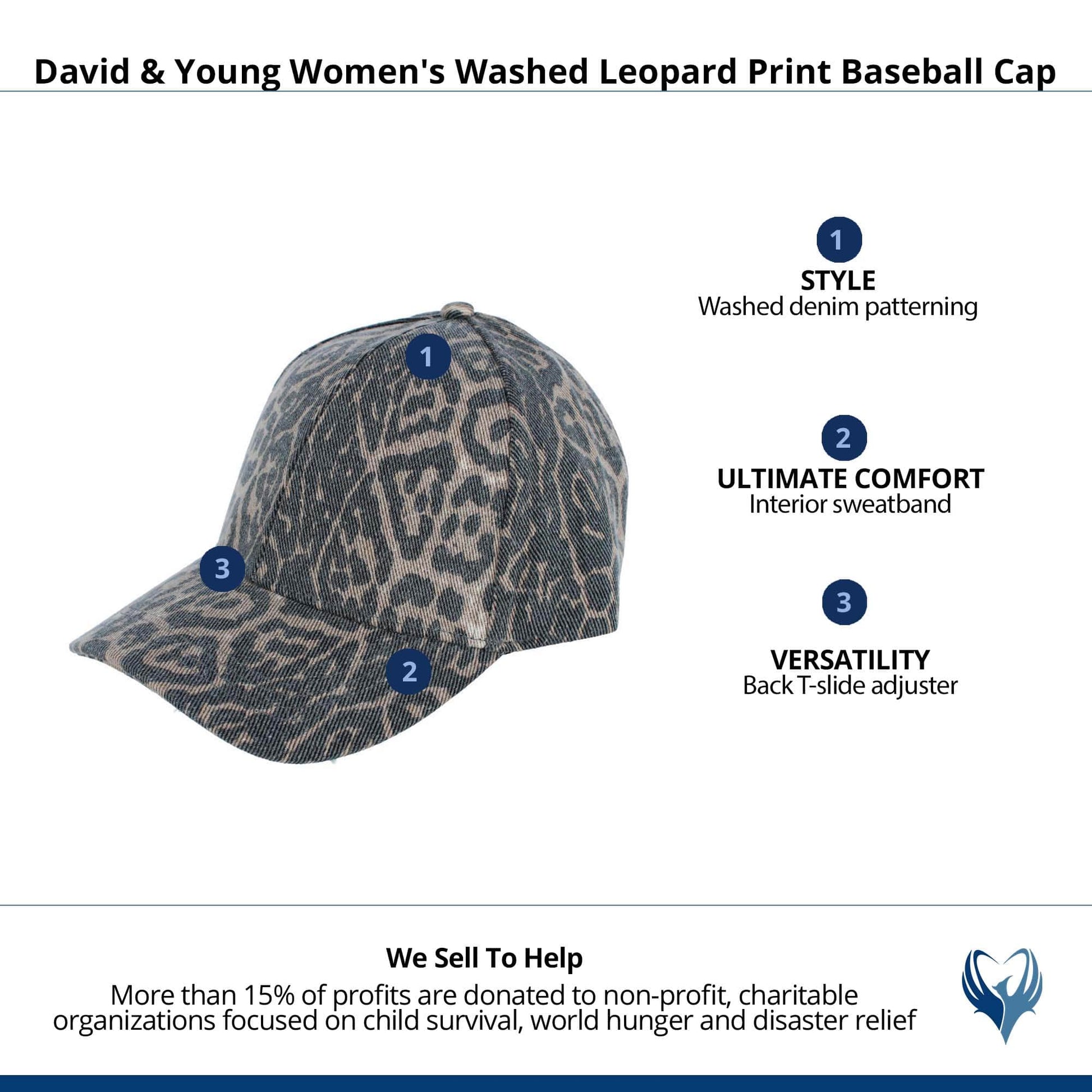 David & Young Women's Washed Leopard Print Baseball Cap - Tan