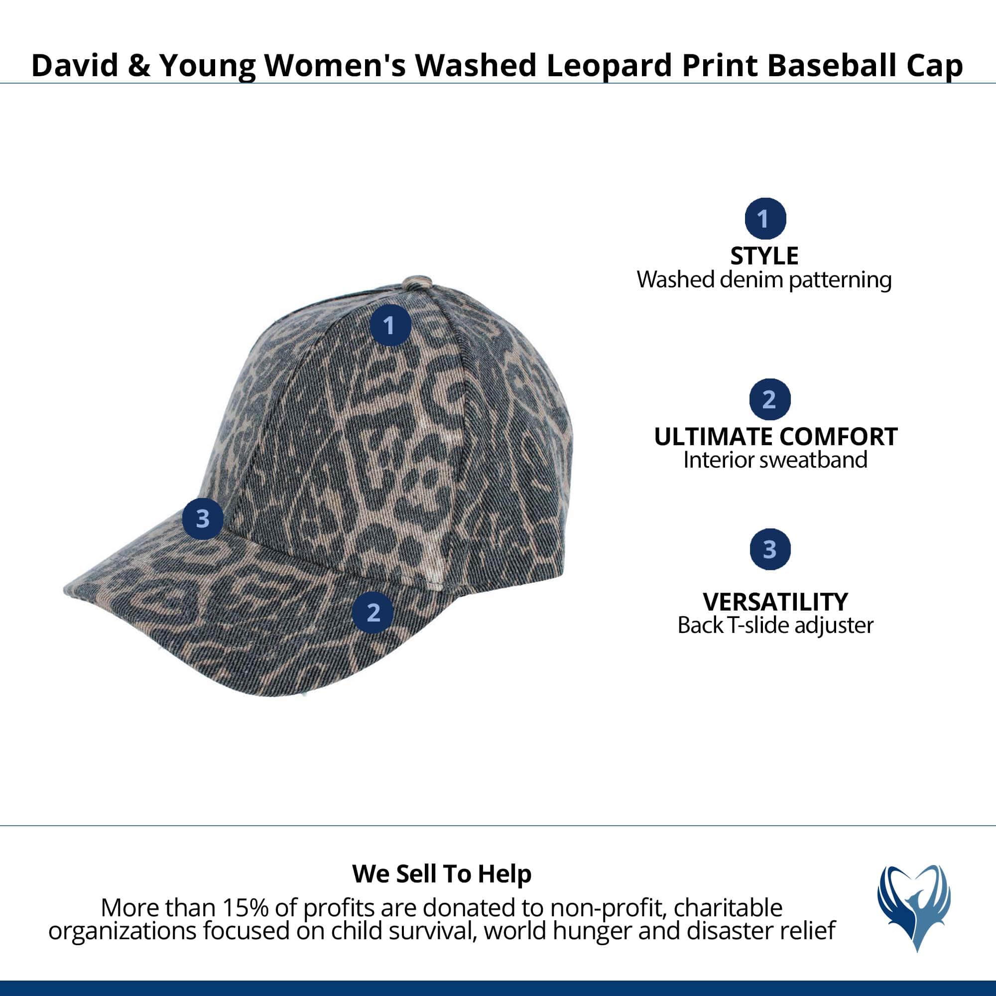 David & Young Women's Washed Leopard Print Baseball Cap - Tan