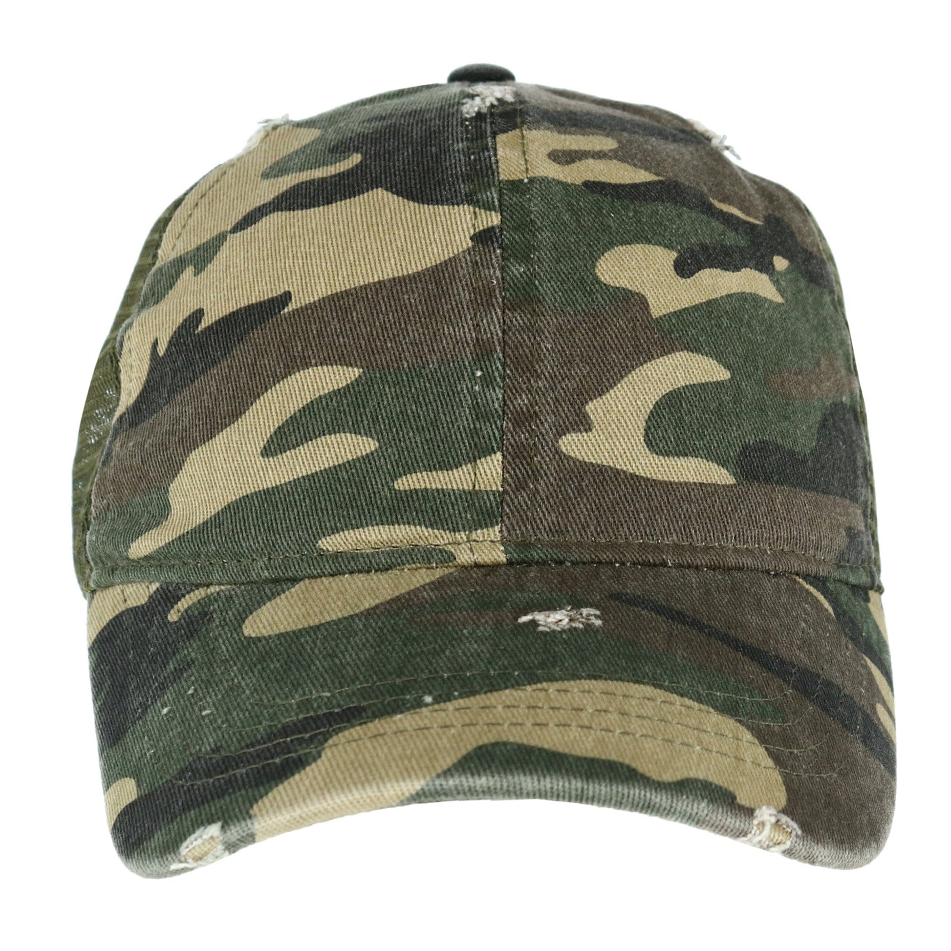 Ponyflo Women's Camo Cotton Ponytail Baseball Cap - Green