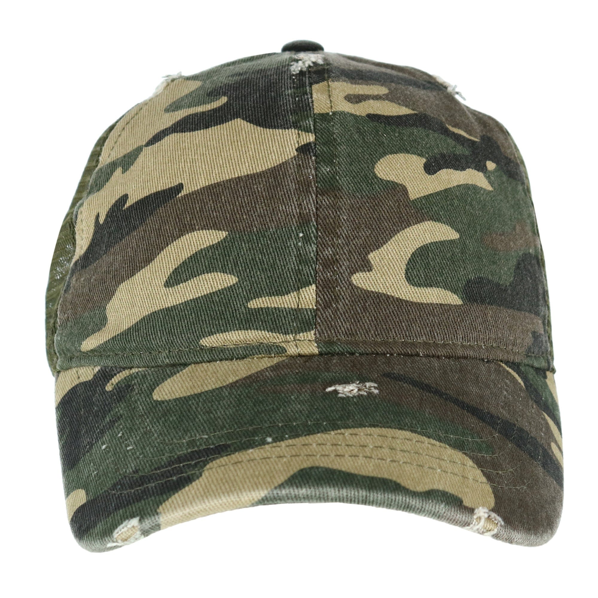 Ponyflo Women's Camo Cotton Ponytail Baseball Cap - Green