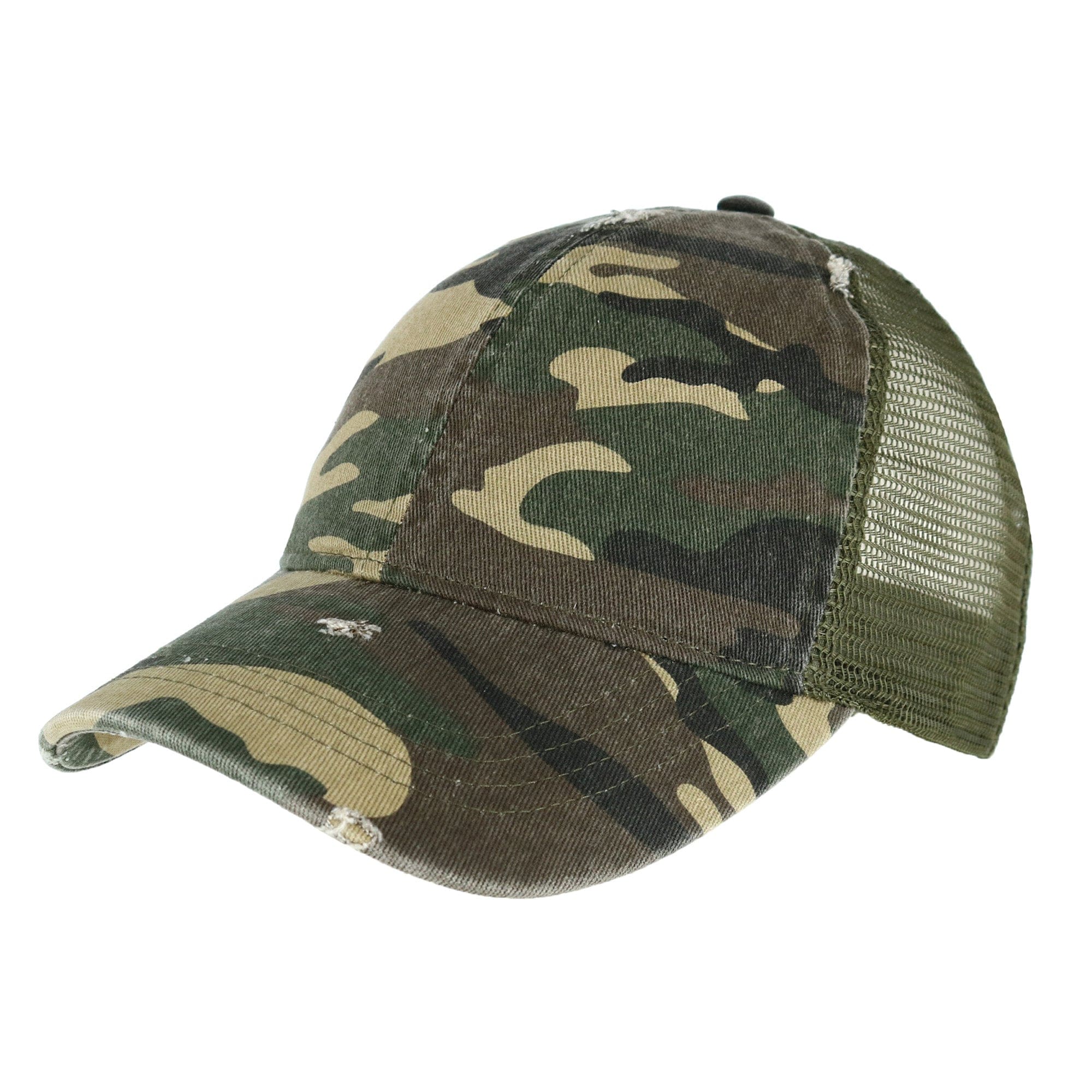 Ponyflo Women's Camo Cotton Ponytail Baseball Cap - Women's Camo Cotton Ponytail Baseball Cap