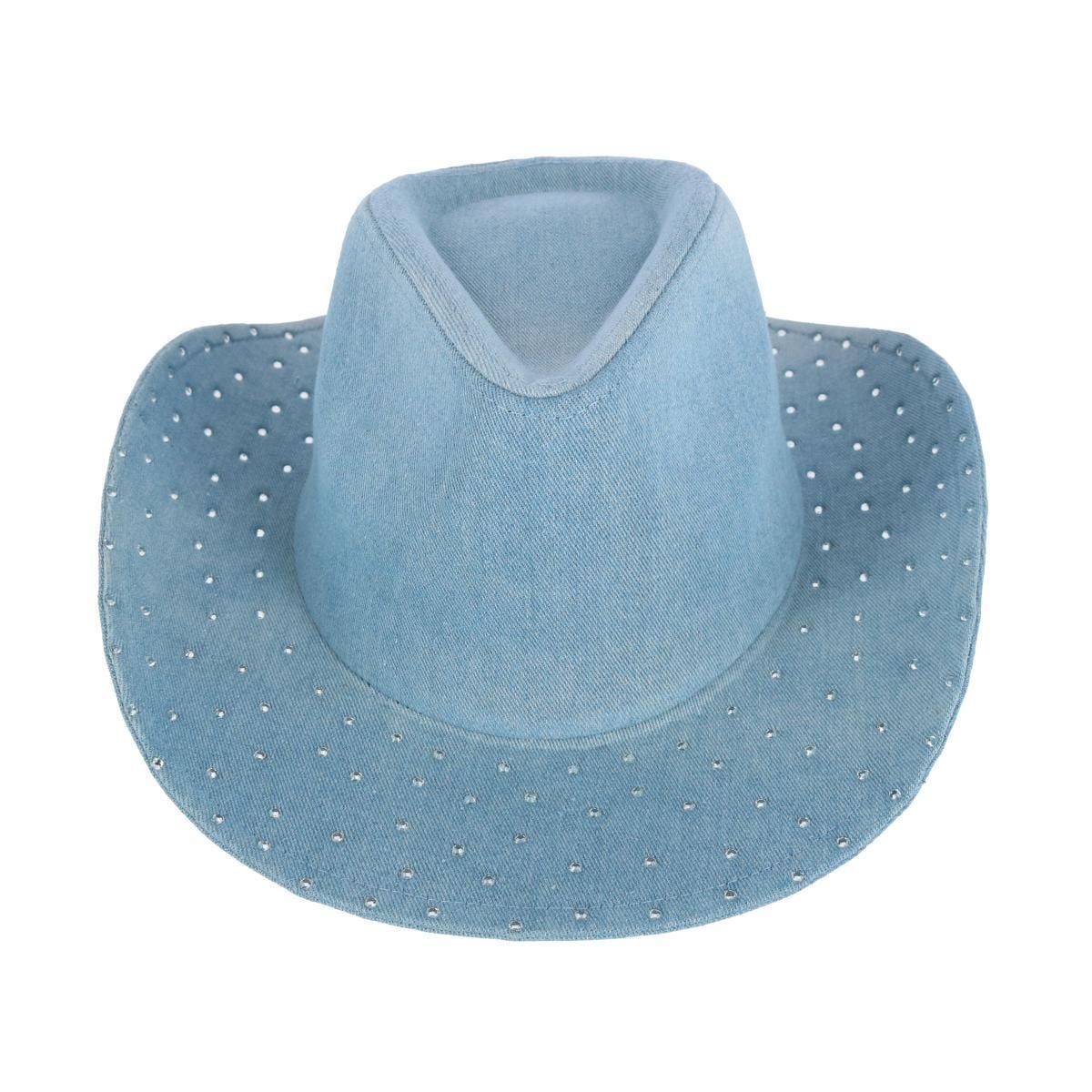 David & Young Women's Glitter Embellished Denim Cowboy Hat - Denim