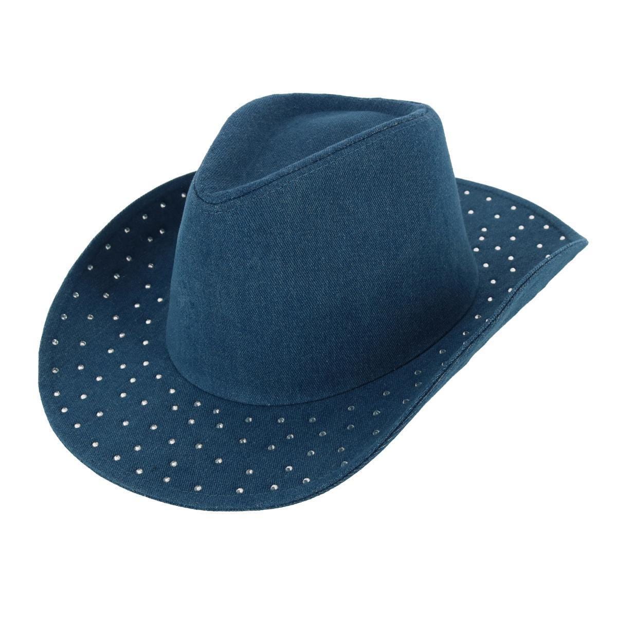 David & Young Women's Glitter Embellished Denim Cowboy Hat - Dark Blue