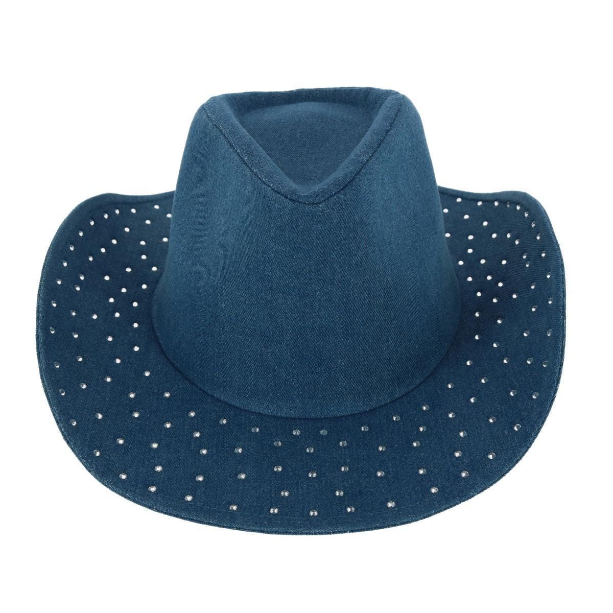 David & Young Women's Glitter Embellished Denim Cowboy Hat - Dark Blue