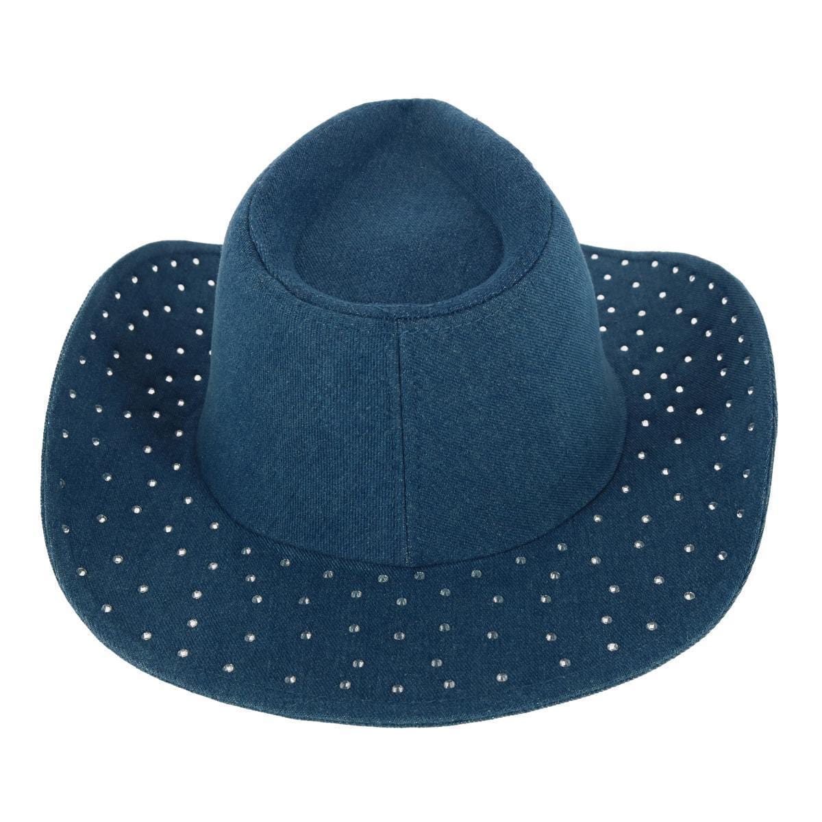 David & Young Women's Glitter Embellished Denim Cowboy Hat - Dark Blue