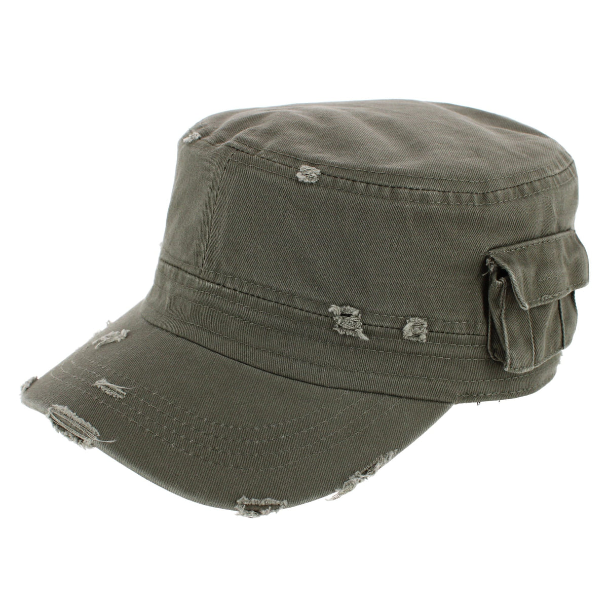 CTM® Women's Distressed Cadet with Side Pocket - Olive