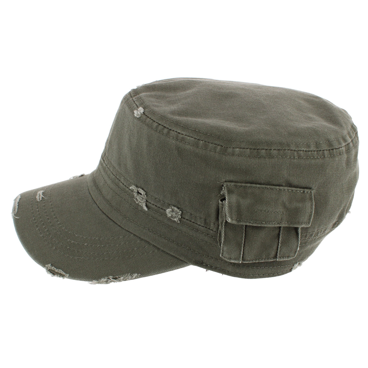CTM® Women's Distressed Cadet with Side Pocket - Olive