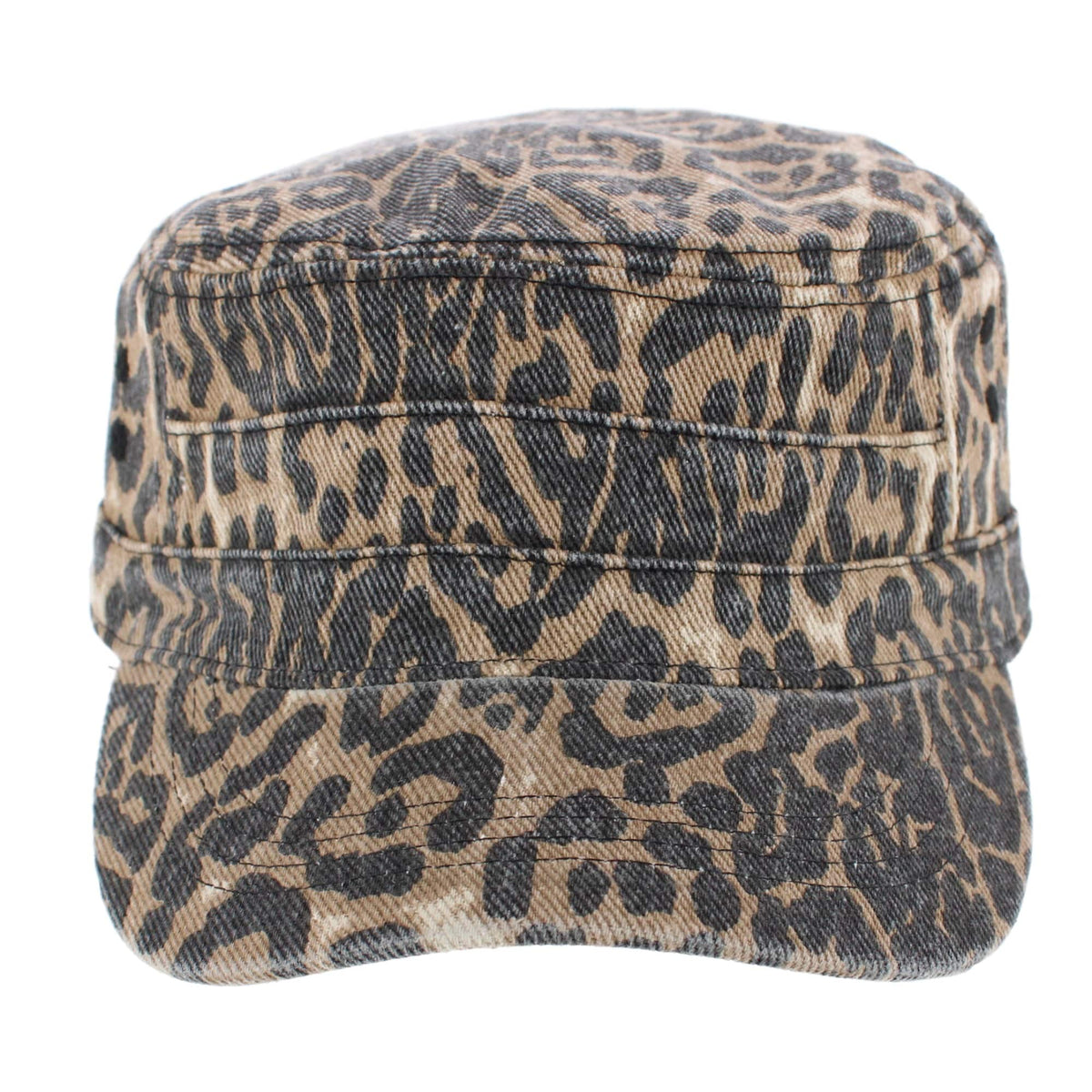 CTM® Women's Leopard Print Cadet Hat - Tan