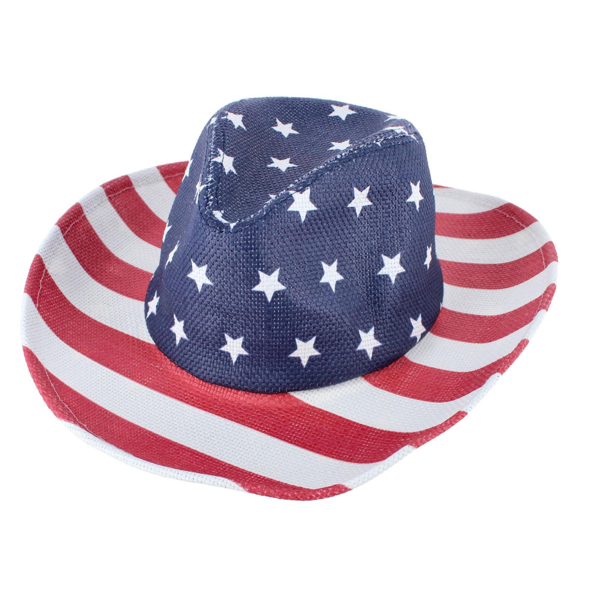CTM® Unisex Americana Stars and Stripes Cowboy Straw Hat - Navy