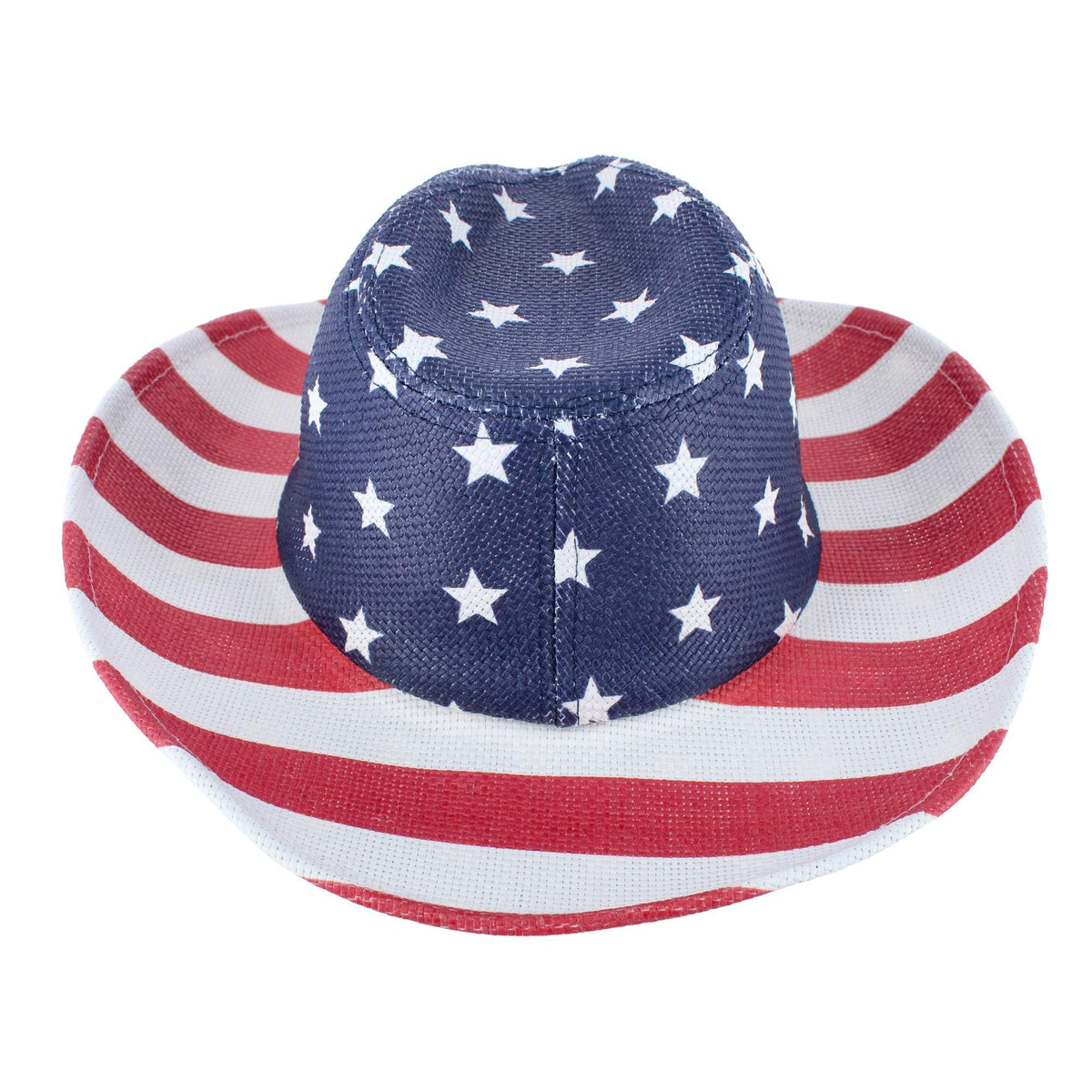 CTM® Unisex Americana Stars and Stripes Cowboy Straw Hat - Navy
